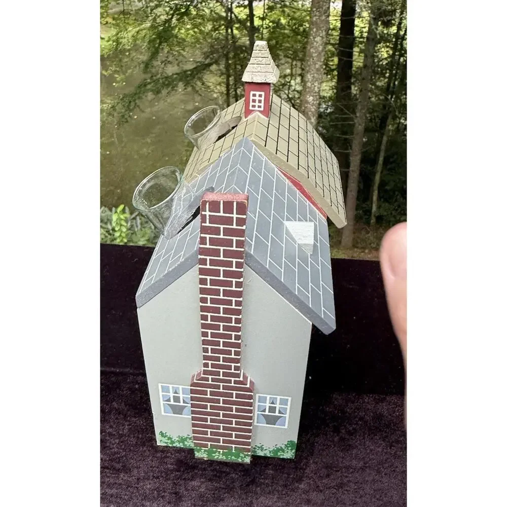 Vintage Home Interiors Wood House Hanging Bud Vases Rare! HTF!